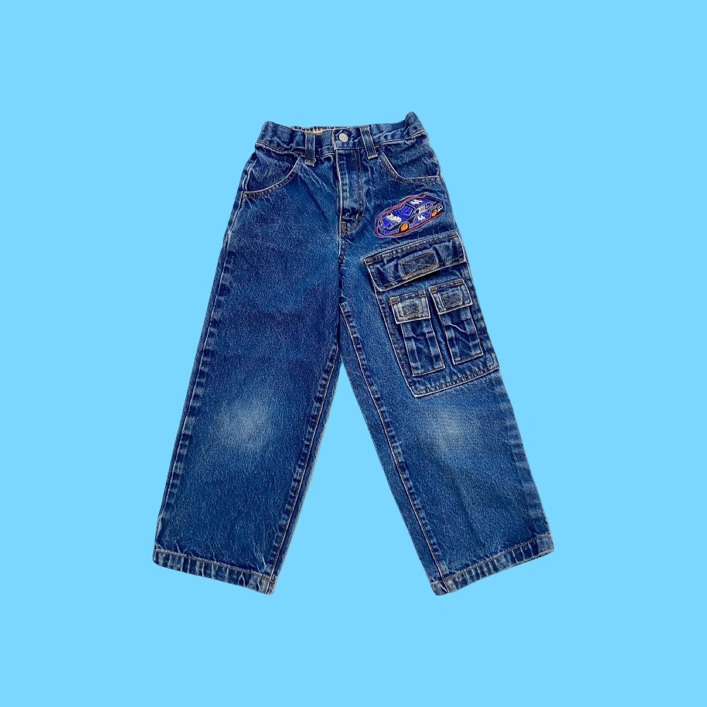 Vintage Hot Wheels Cargo Jeans, 1990s Mattel Denim Pants, Size 6